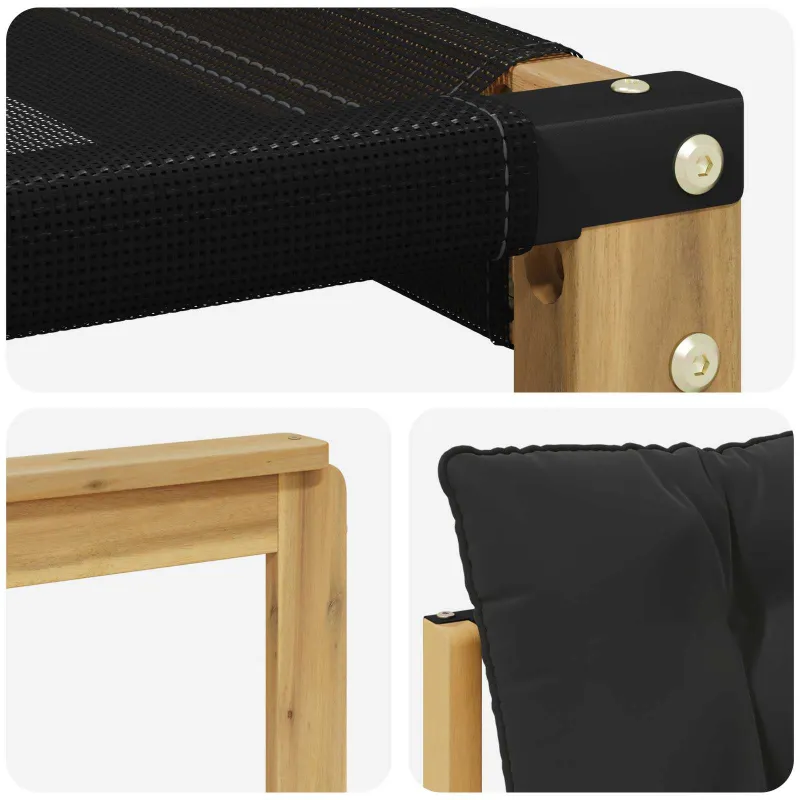 Lauko sofos komplektas su pagalve 4 pcs Balta ir juoda