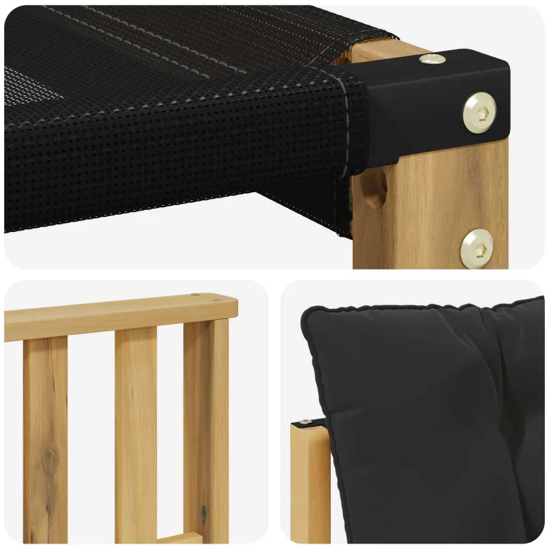 Lauko sofos komplektas su pagalve 4 pcs Balta ir juoda