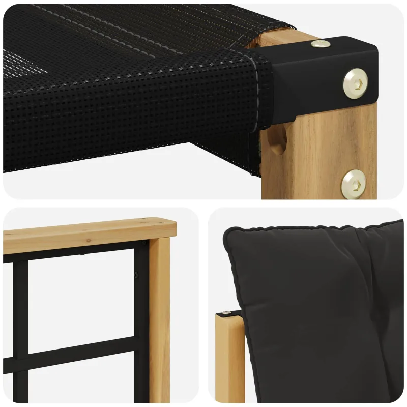 Lauko sofos komplektas su pagalve 4 pcs Balta ir juoda