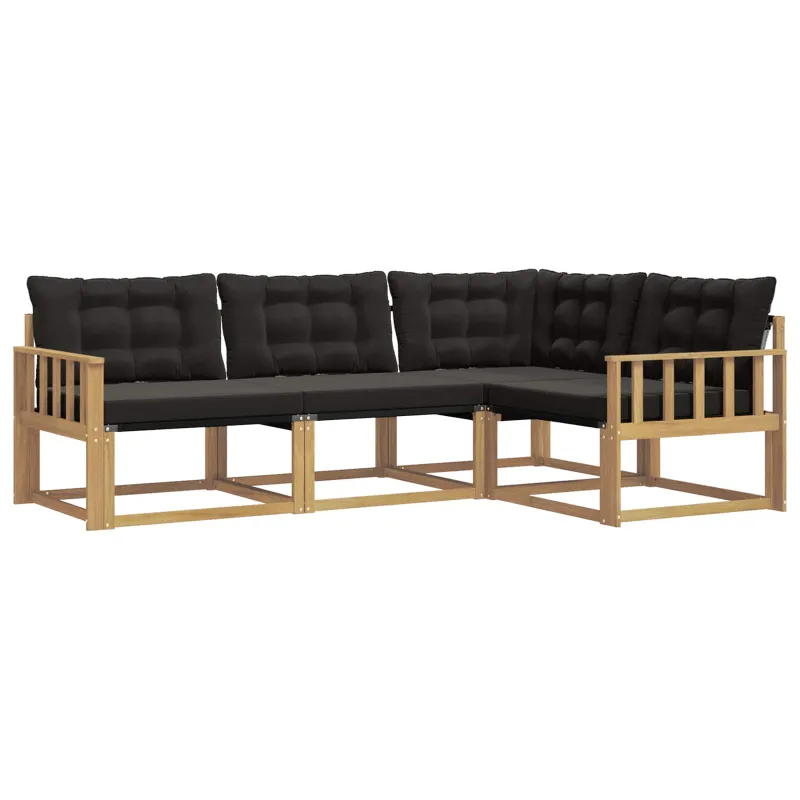 Lauko sofos komplektas su pagalve 4 pcs Balta ir juoda