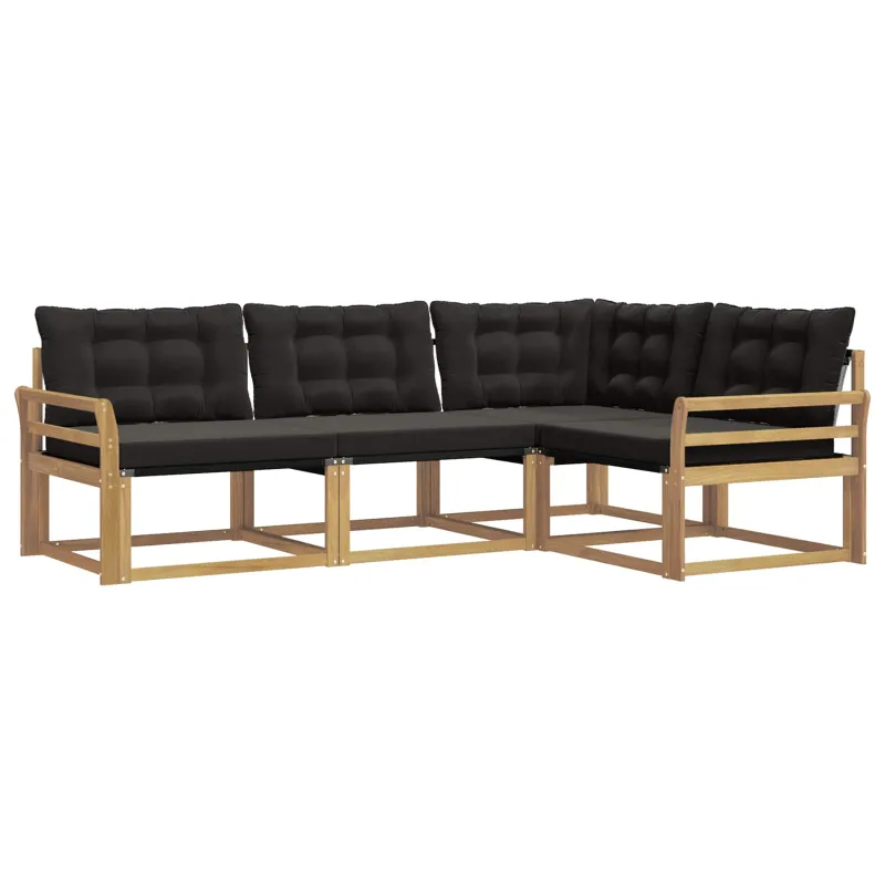 Lauko sofos komplektas su pagalve 4 pcs Balta ir juoda