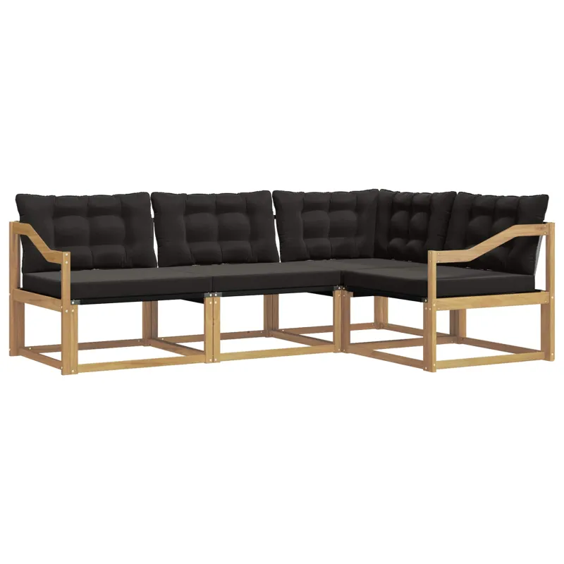 Lauko sofos komplektas su pagalve 4 pcs Balta ir juoda
