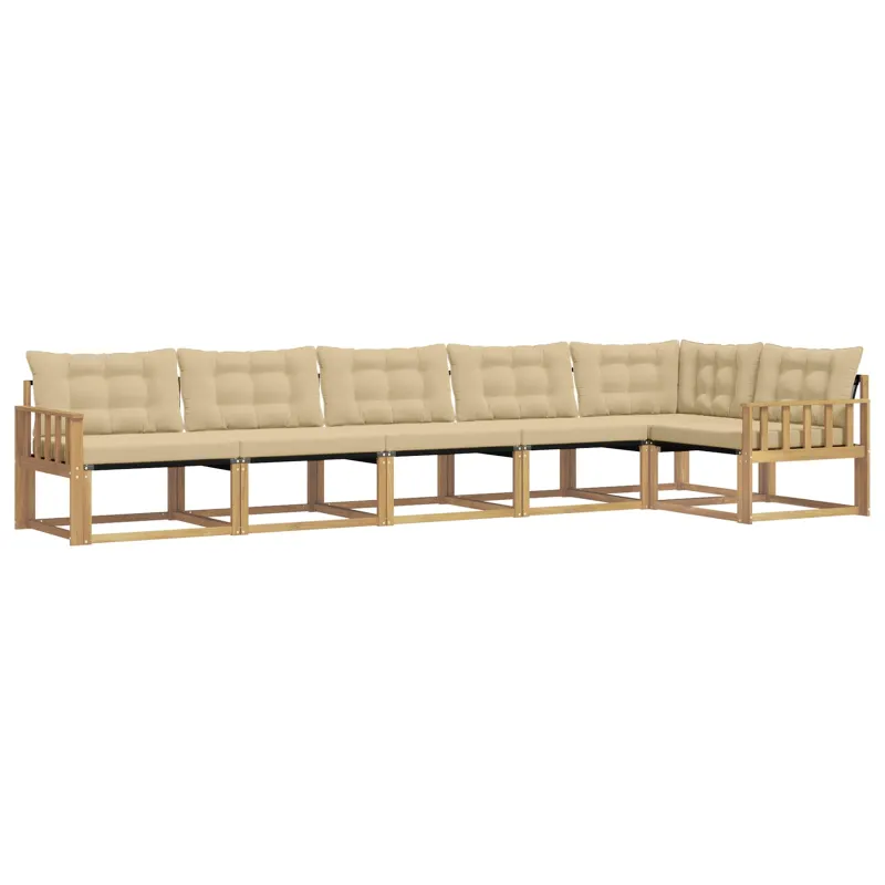 Lauko sofos komplektas su pagalve 6 pcs Balta ir kreminė
