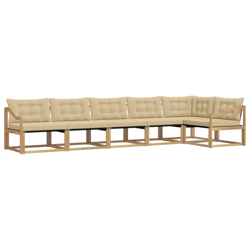 Lauko sofos komplektas su pagalve 6 pcs Balta ir kreminė