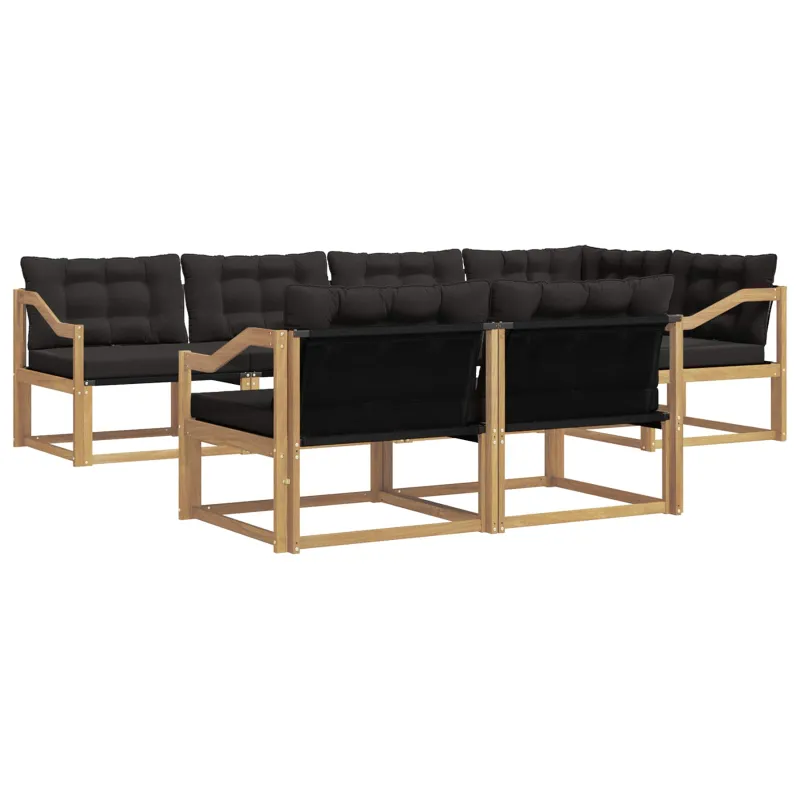Lauko sofos komplektas su pagalve 7 pcs Balta ir juoda