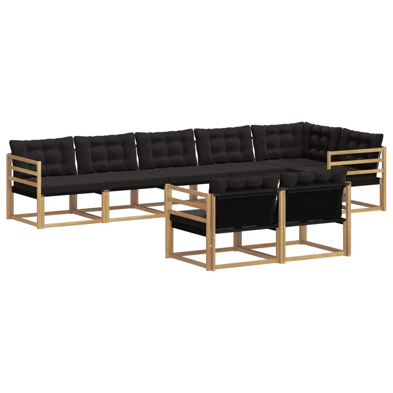 Lauko sofos komplektas su pagalve 8 pcs Balta ir juoda