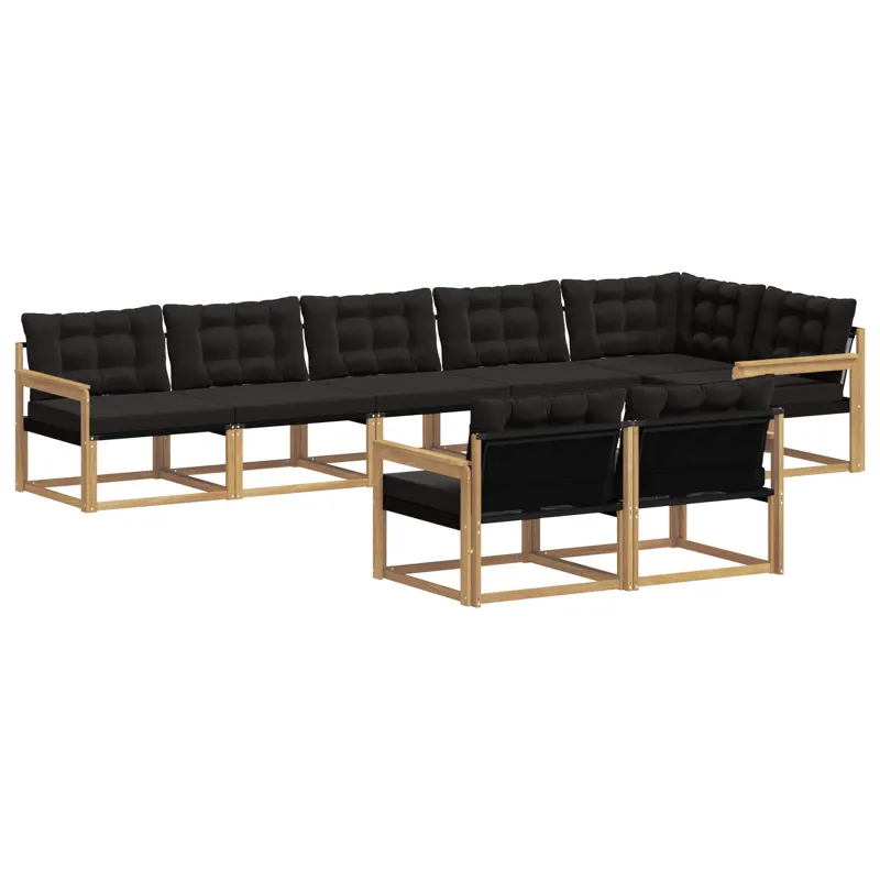 Lauko sofos komplektas su pagalve 8 pcs Balta ir juoda
