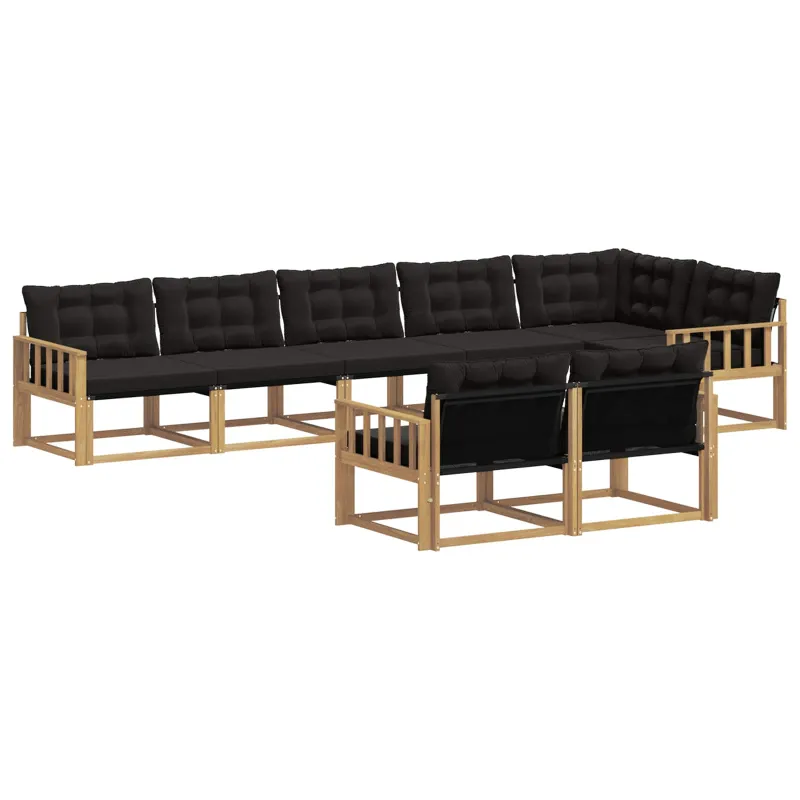 Lauko sofos komplektas su pagalve 8 pcs Balta ir juoda