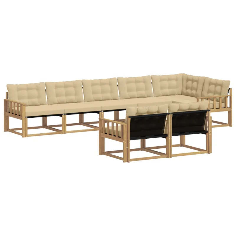 Lauko sofos komplektas su pagalve 8 pcs Balta ir kreminė