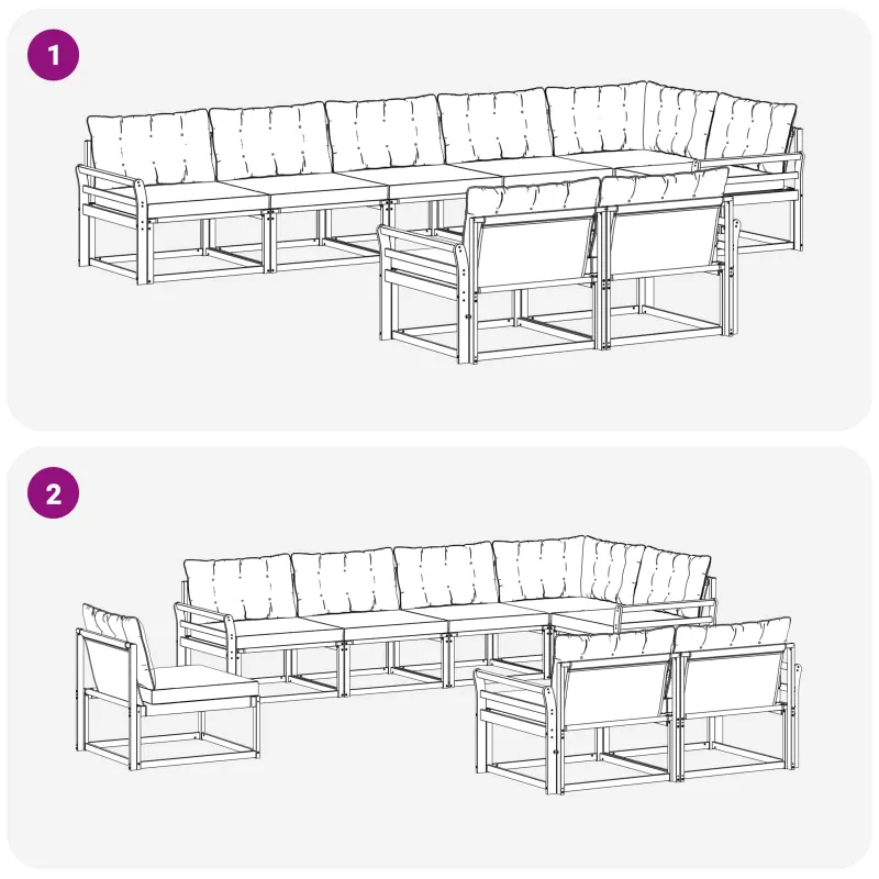 Lauko sofos komplektas su pagalve 8 pcs Balta ir kreminė