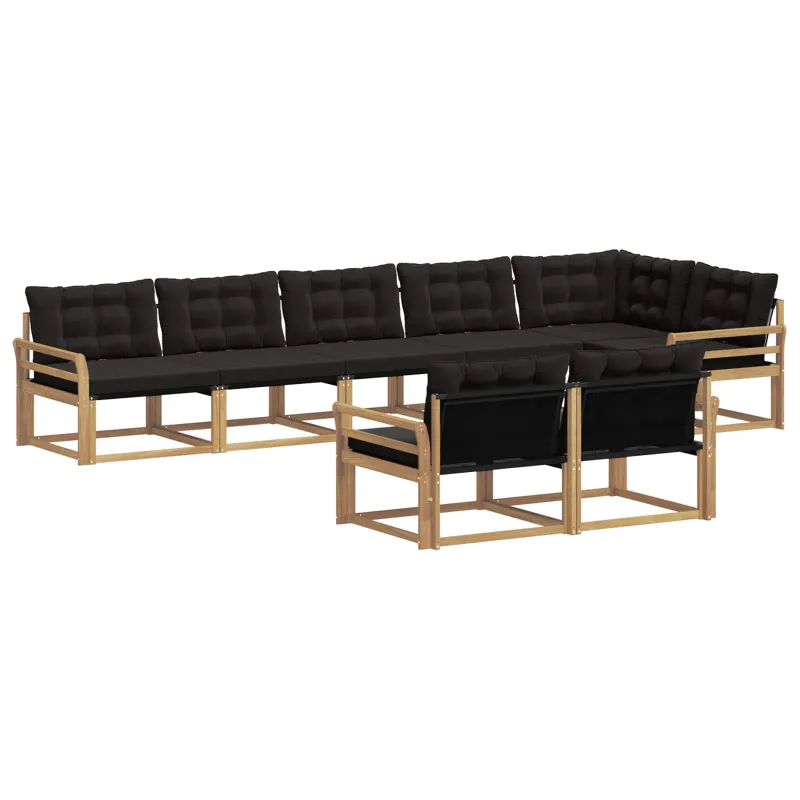 Lauko sofos komplektas su pagalve 8 pcs Balta ir juoda