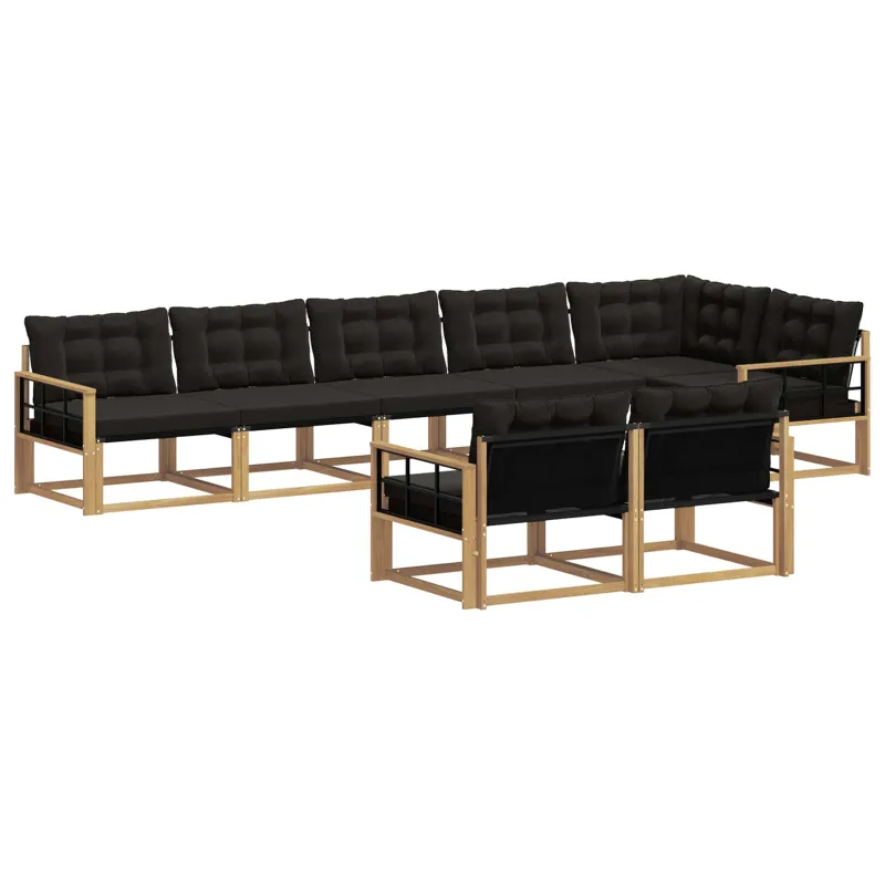 Lauko sofos komplektas su pagalve 8 pcs Balta ir juoda