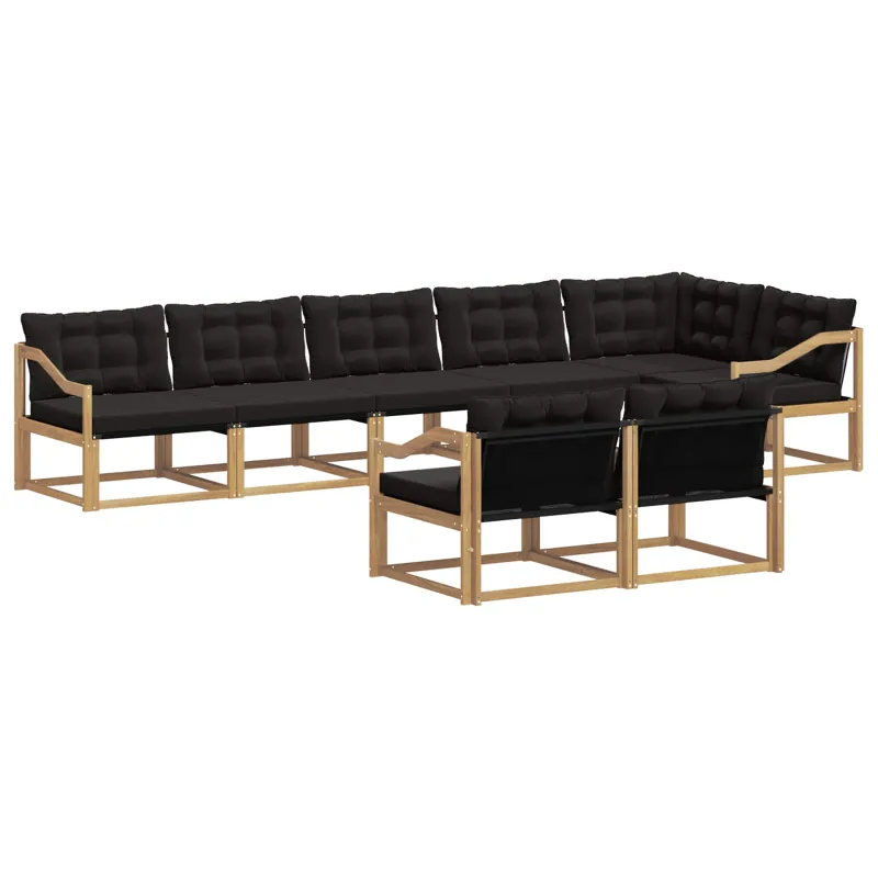Lauko sofos komplektas su pagalve 8 pcs Balta ir juoda