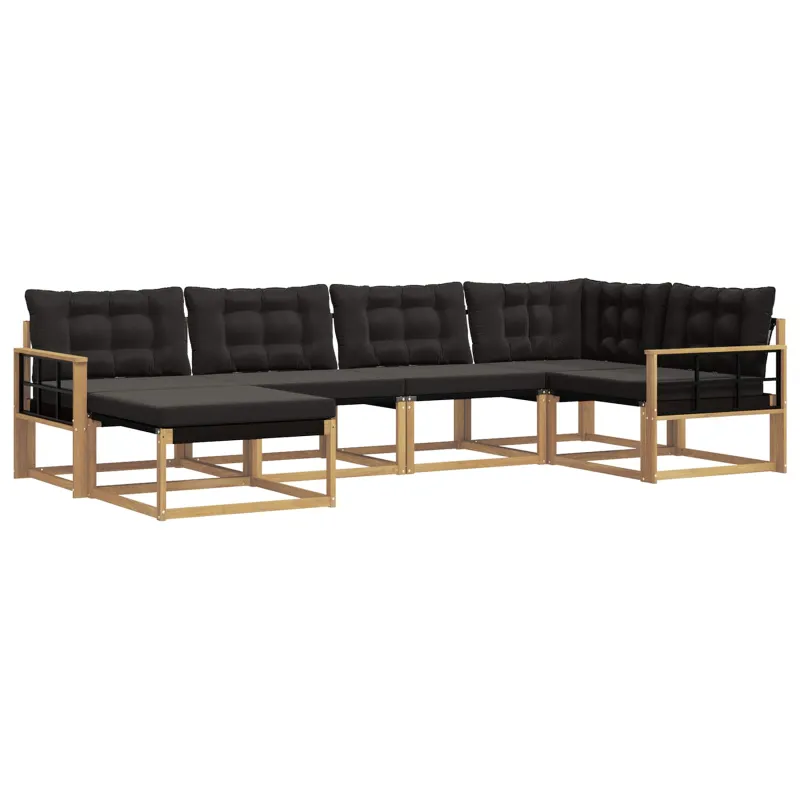 Lauko sofos komplektas su pagalve 6 pcs Balta ir juoda