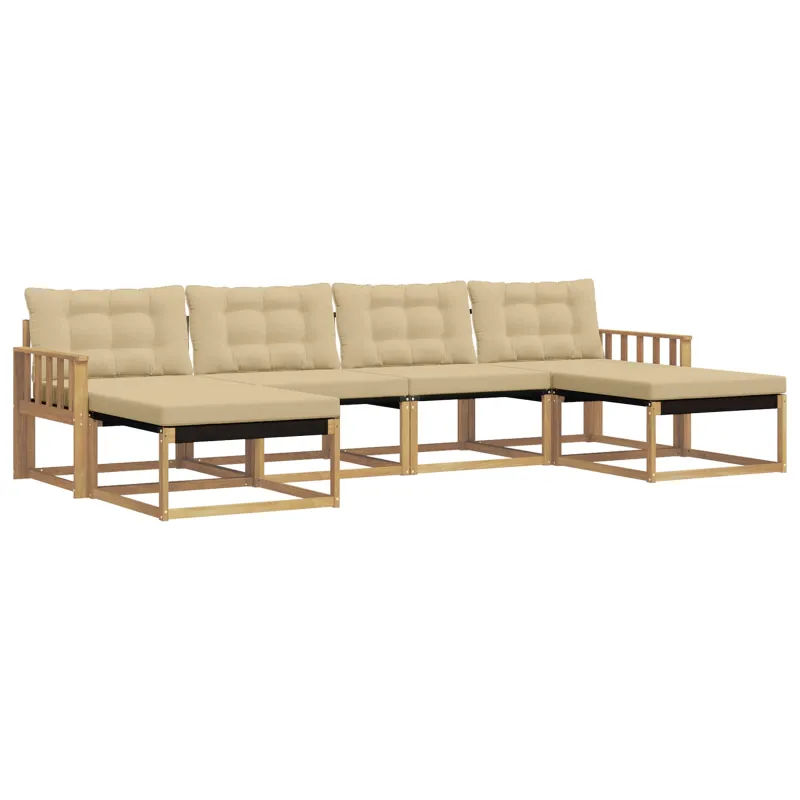 Lauko sofos komplektas su pagalve 6 pcs Balta ir kreminė