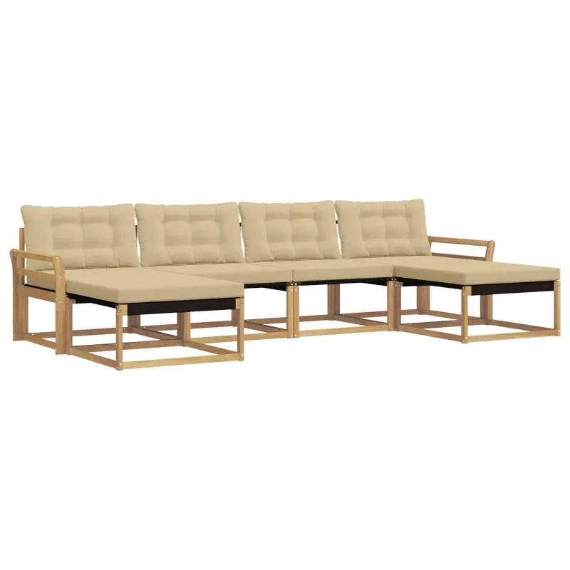 Lauko sofos komplektas su pagalve 6 pcs Balta ir kreminė