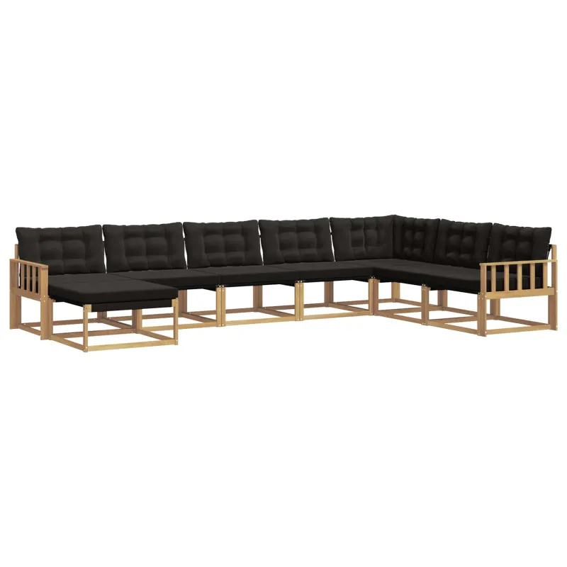 Lauko sofos komplektas su pagalve 8 pcs Balta ir juoda