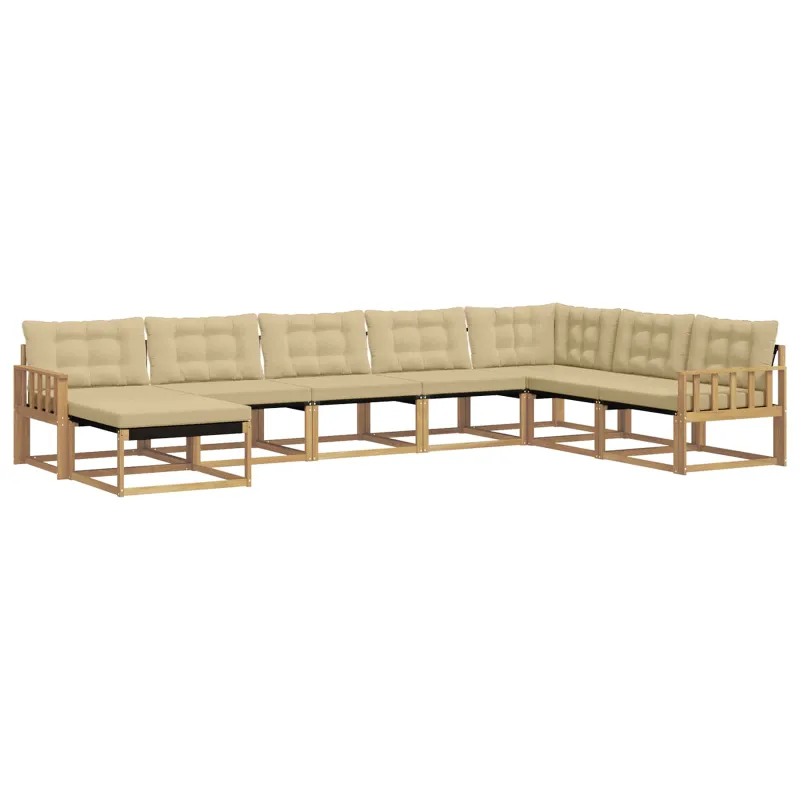 Lauko sofos komplektas su pagalve 8 pcs Balta ir kreminė