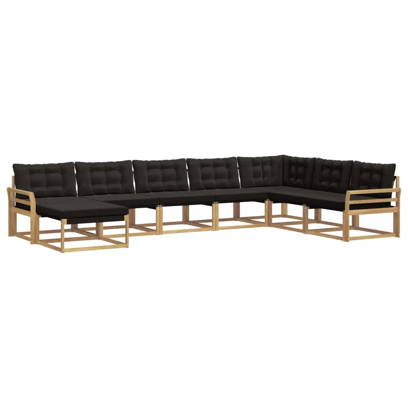 Lauko sofos komplektas su pagalve 8 pcs Balta ir juoda