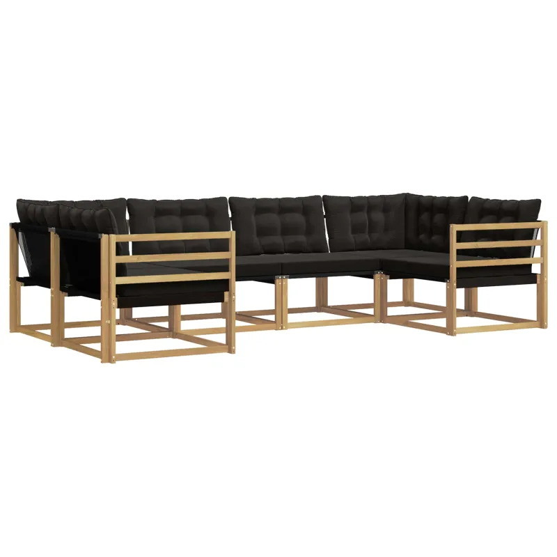 Lauko sofos komplektas su pagalve 6 pcs Balta ir juoda
