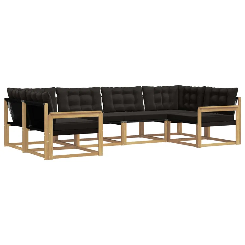 Lauko sofos komplektas su pagalve 6 pcs Balta ir juoda