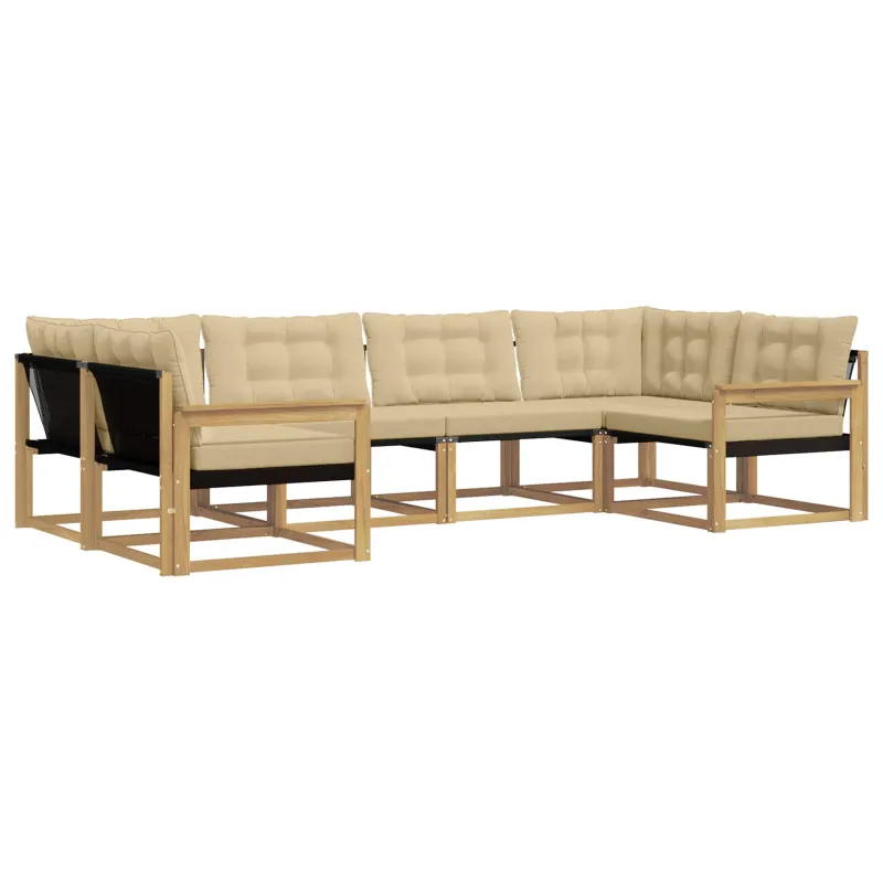 Lauko sofos komplektas su pagalve 6 pcs Balta ir kreminė