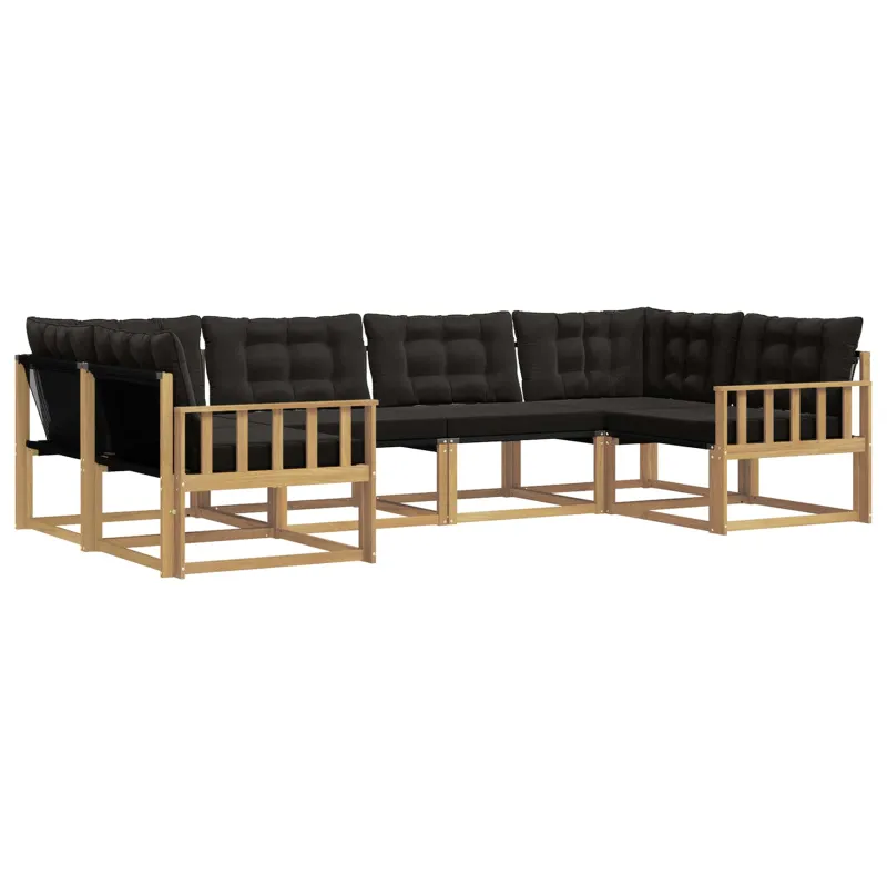 Lauko sofos komplektas su pagalve 6 pcs Balta ir juoda