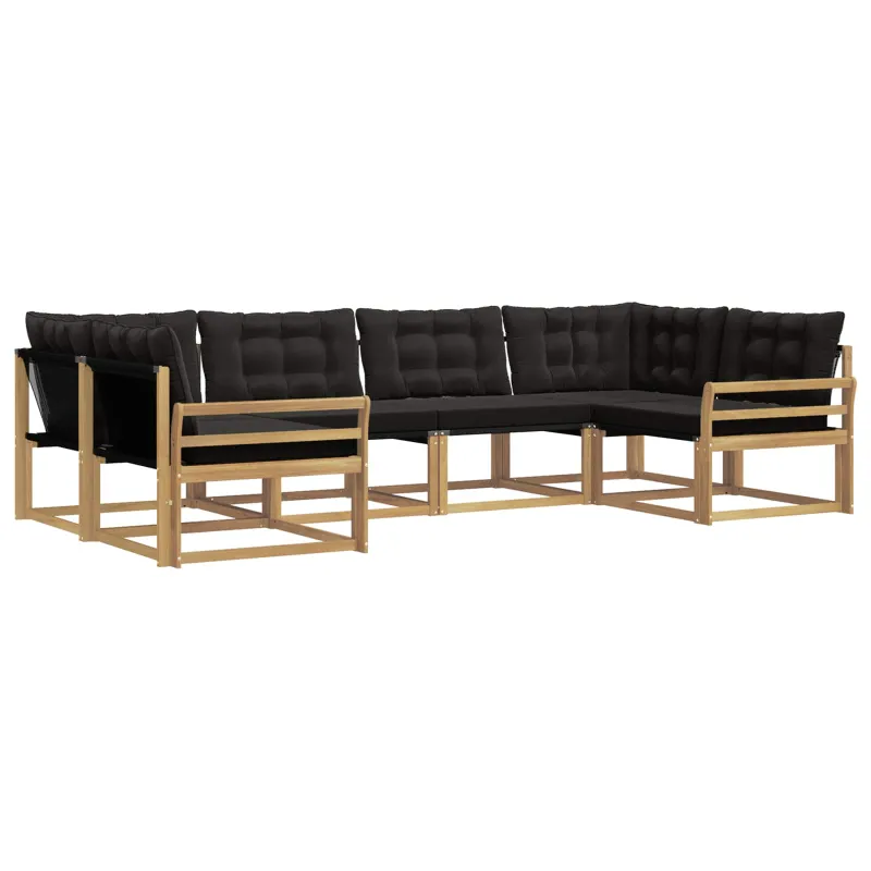 Lauko sofos komplektas su pagalve 6 pcs Balta ir juoda