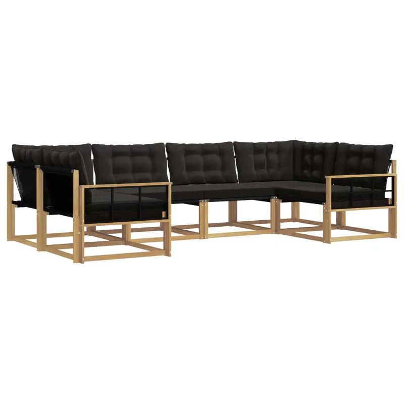 Lauko sofos komplektas su pagalve 6 pcs Balta ir juoda