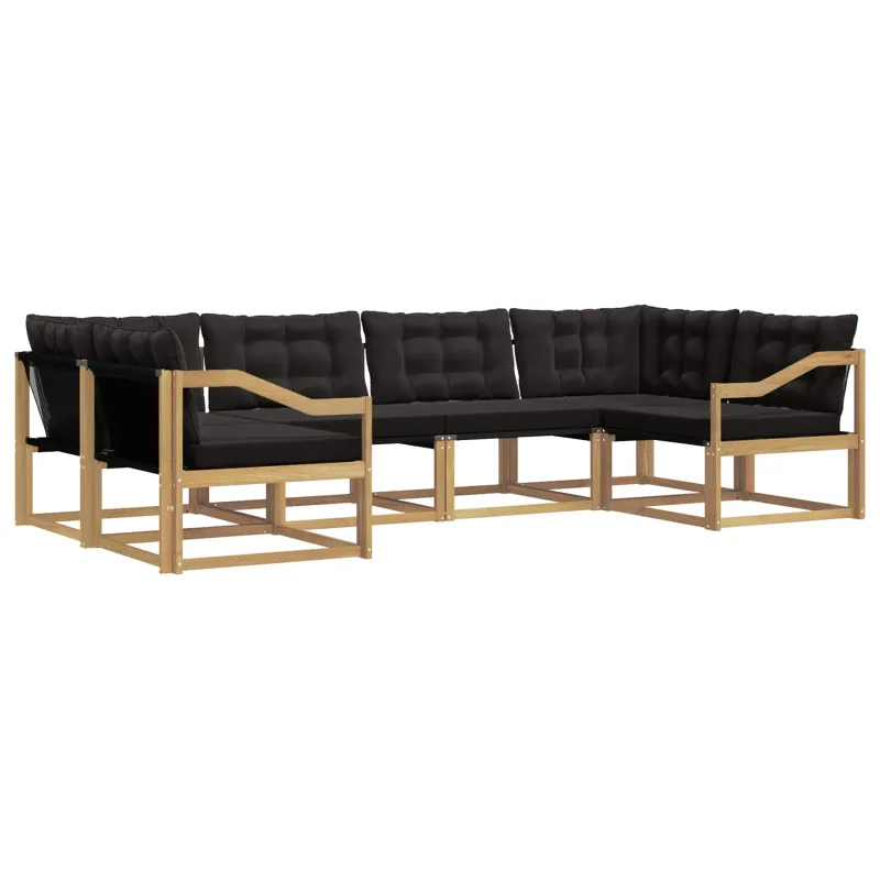 Lauko sofos komplektas su pagalve 6 pcs Balta ir juoda