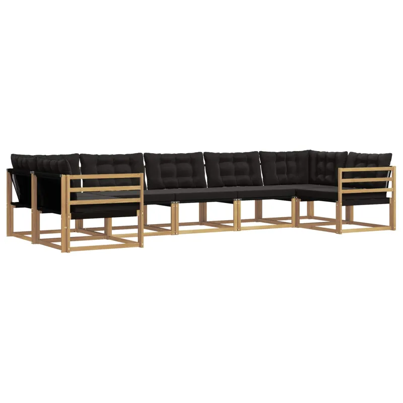 Lauko sofos komplektas su pagalve 7 pcs Balta ir juoda