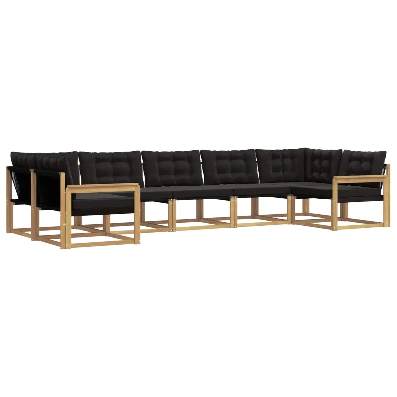 Lauko sofos komplektas su pagalve 7 pcs Balta ir juoda