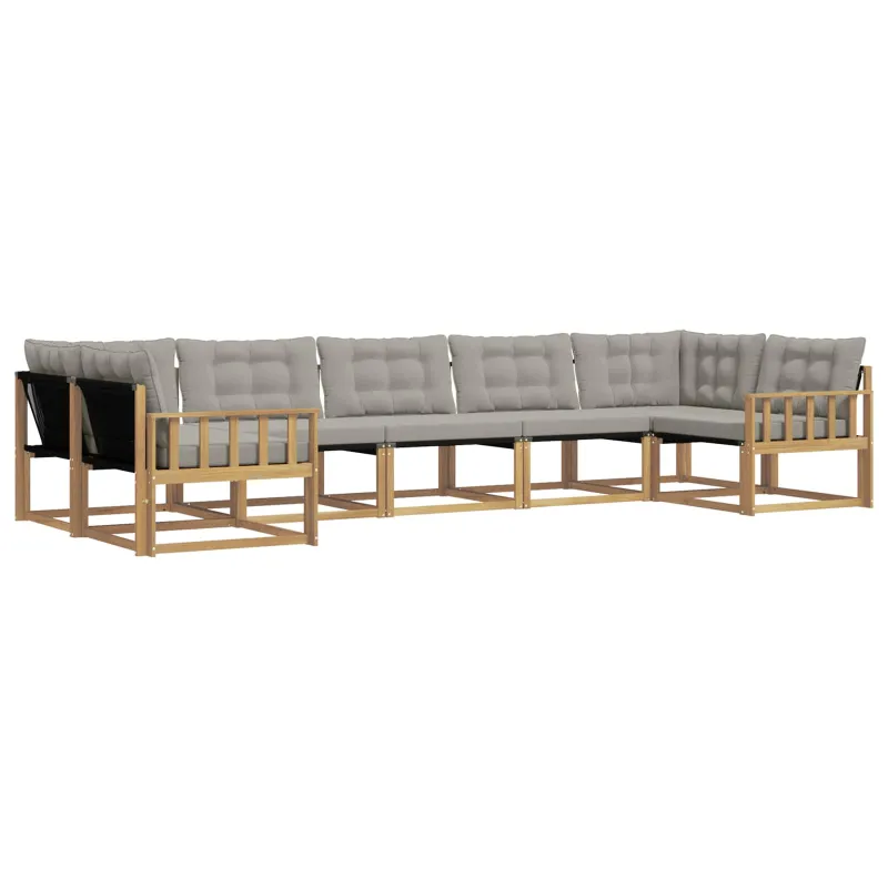 Lauko sofos komplektas su pagalve 7 pcs Balta ir šviesiai pilka
