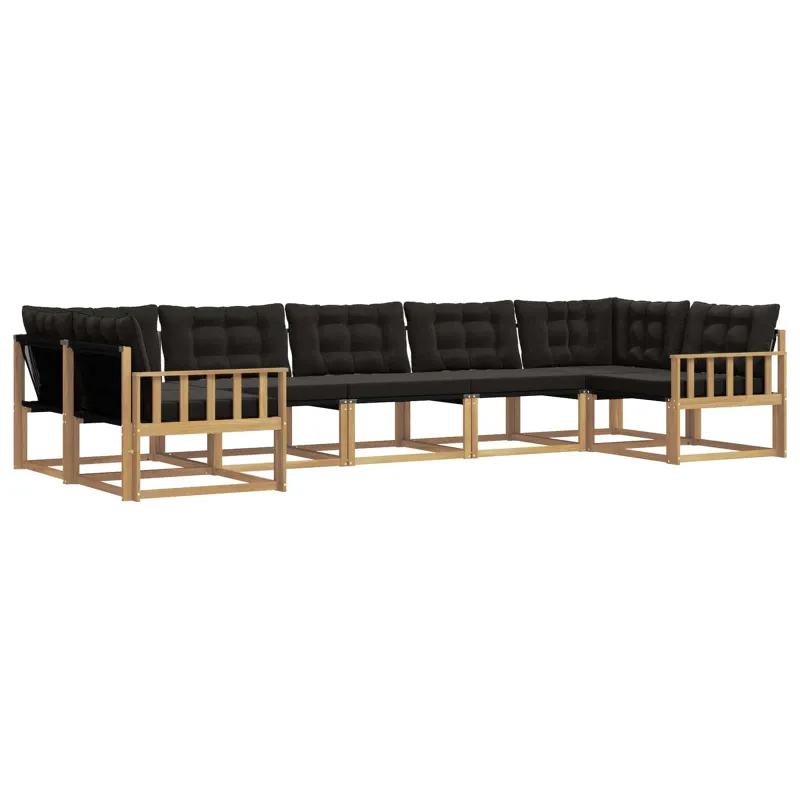 Lauko sofos komplektas su pagalve 7 pcs Balta ir juoda