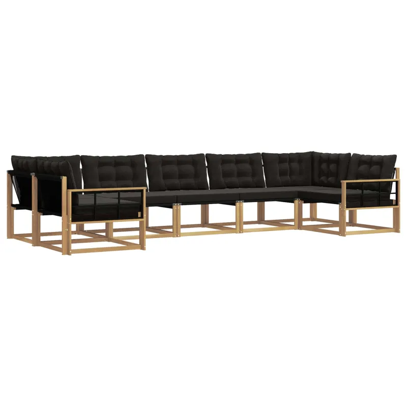 Lauko sofos komplektas su pagalve 7 pcs Balta ir juoda