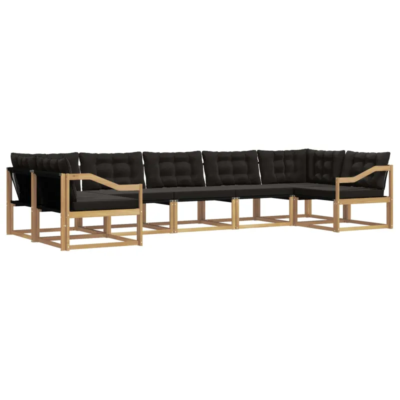 Lauko sofos komplektas su pagalve 7 pcs Balta ir juoda