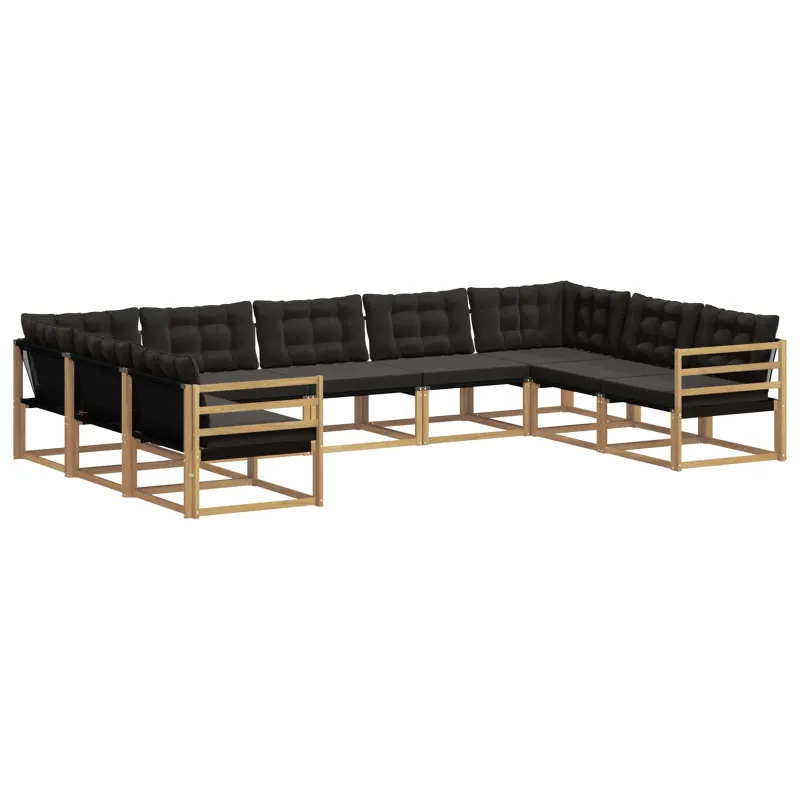 Lauko sofos komplektas su pagalve 9 pcs Balta ir juoda