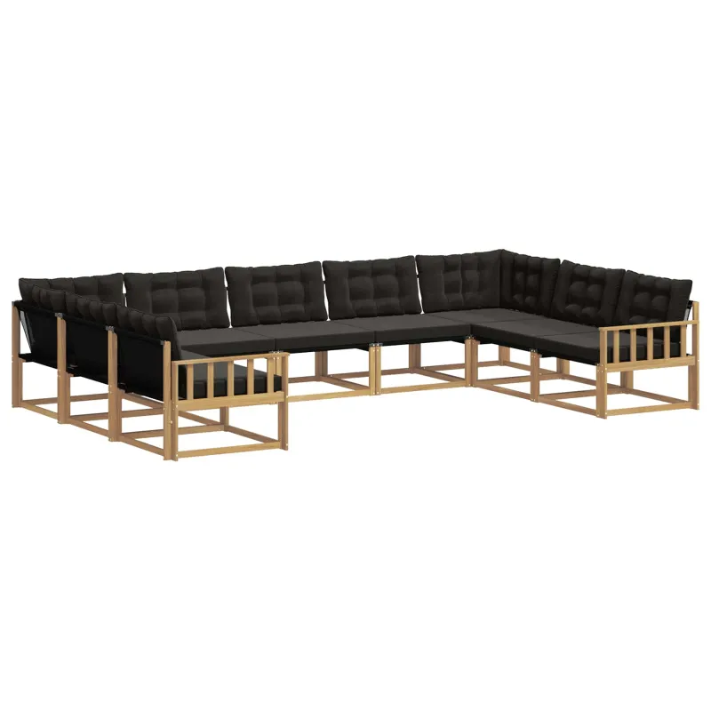 Lauko sofos komplektas su pagalve 9 pcs Balta ir juoda