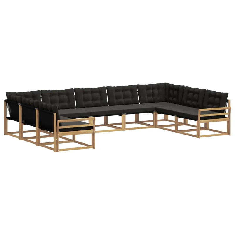 Lauko sofos komplektas su pagalve 9 pcs Balta ir juoda