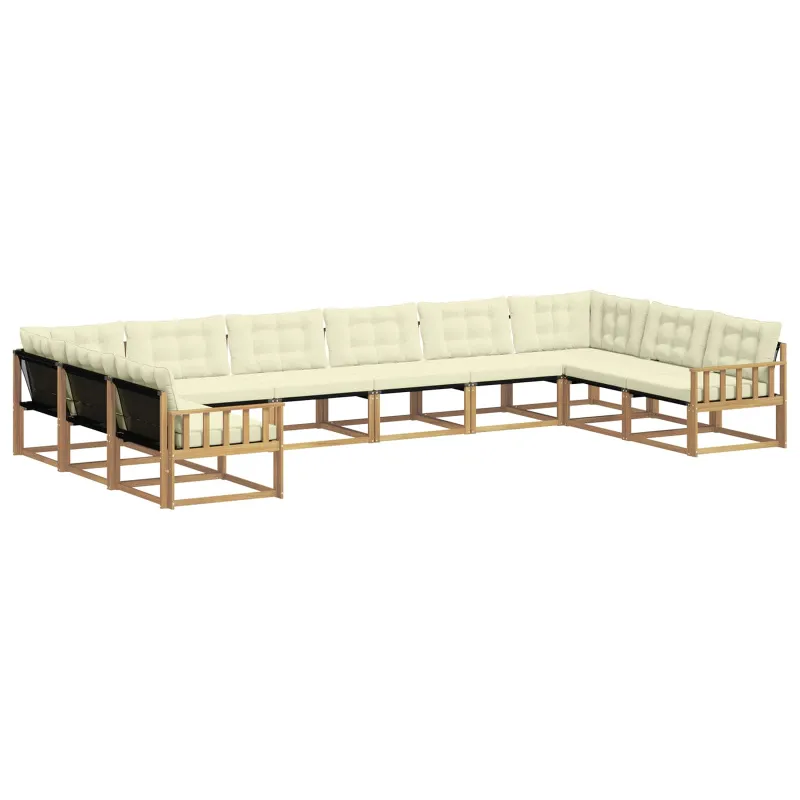 Lauko sofos komplektas su pagalve 10 pcs Balta ir kreminė