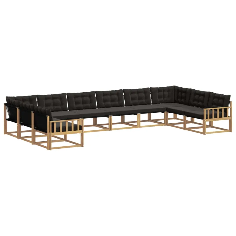 Lauko sofos komplektas su pagalve 10 pcs Balta ir juoda
