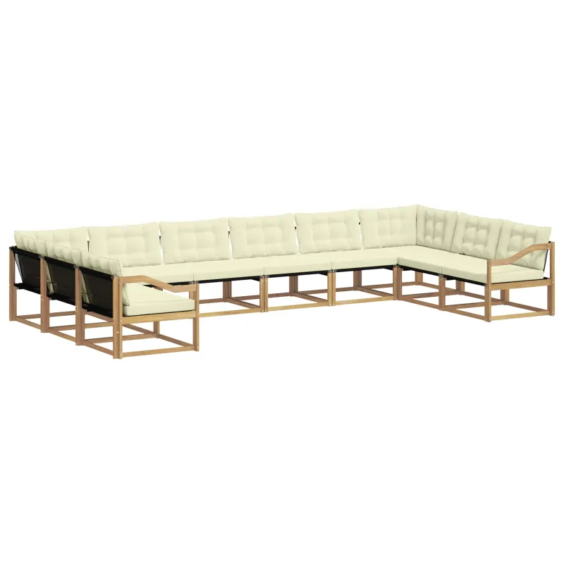 Lauko sofos komplektas su pagalve 10 pcs Balta ir kreminė