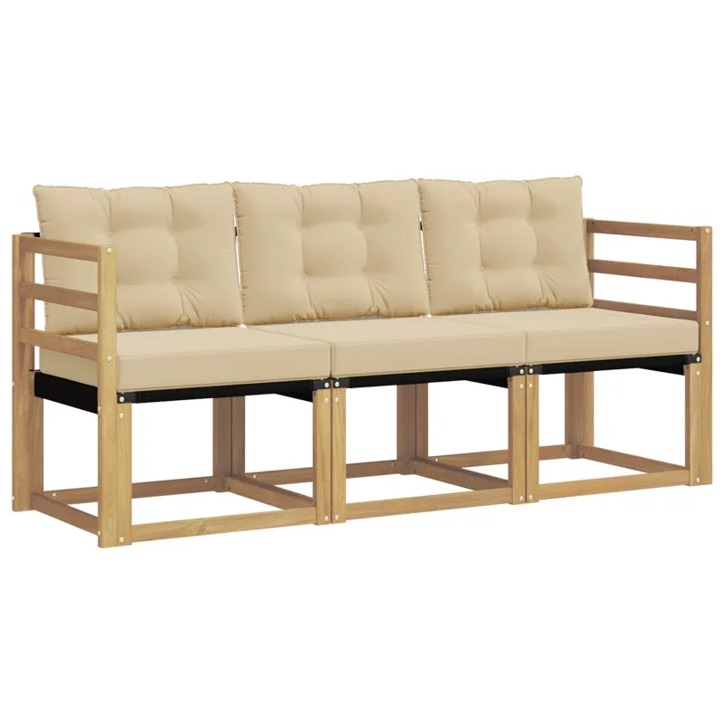 Lauko sofos komplektas su pagalve 3 pcs Balta ir kreminė