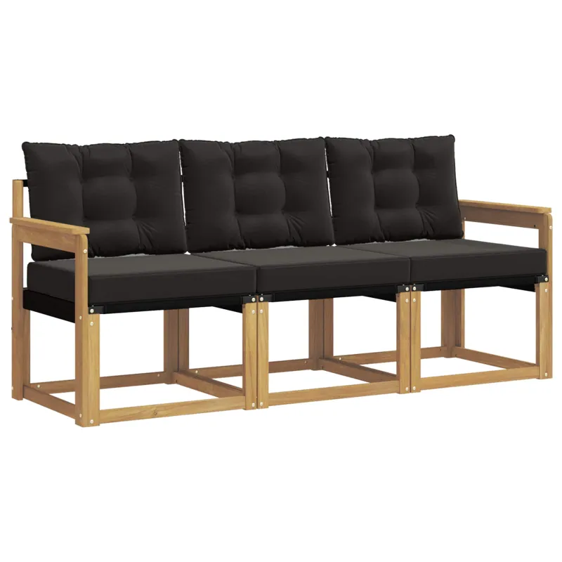 Lauko sofos komplektas su pagalve 3 pcs Balta ir juoda