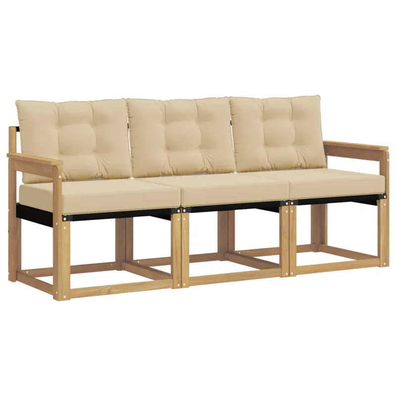 Lauko sofos komplektas su pagalve 3 pcs Balta ir kreminė