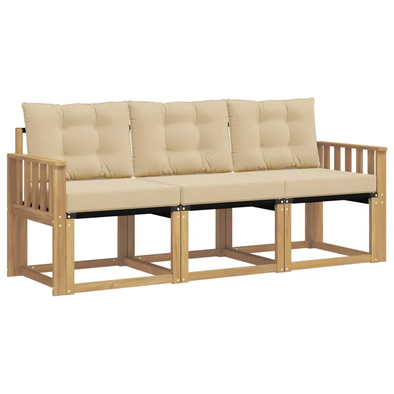 Lauko sofos komplektas su pagalve 3 pcs Balta ir kreminė