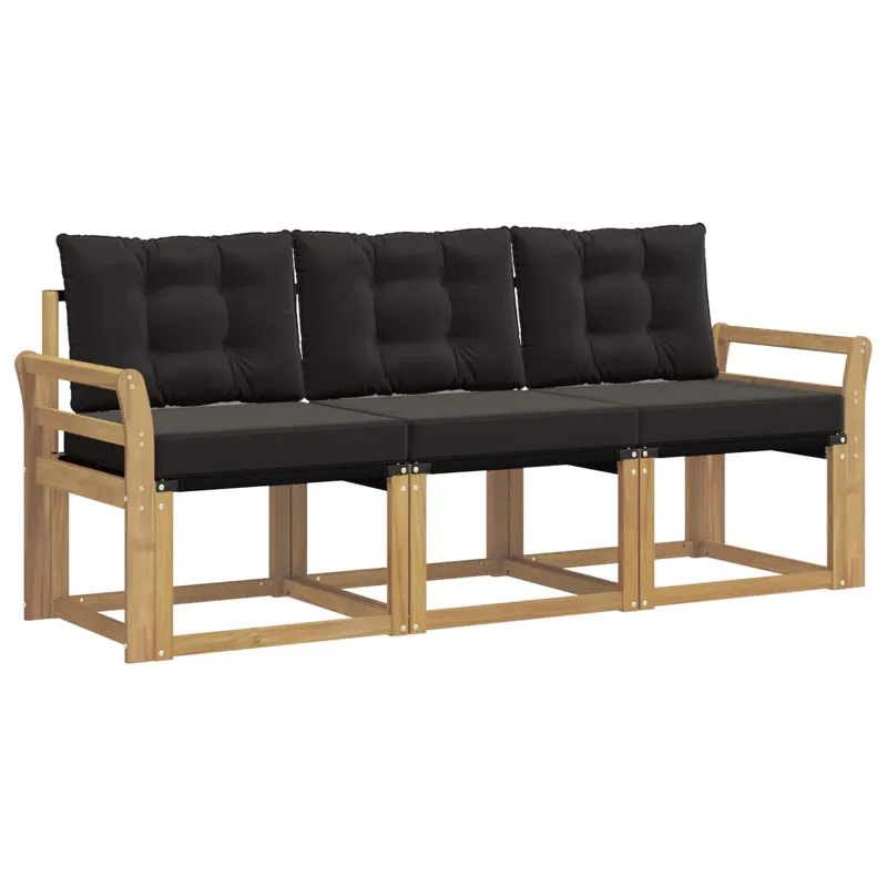 Lauko sofos komplektas su pagalve 3 pcs Balta ir juoda
