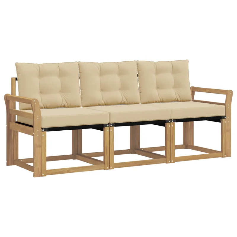 Lauko sofos komplektas su pagalve 3 pcs Balta ir kreminė