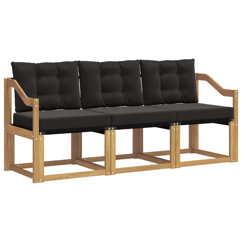 Lauko sofos komplektas su pagalve 3 pcs Balta ir juoda