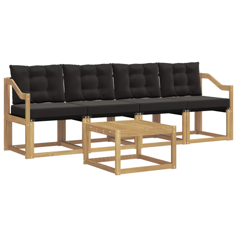 Lauko sofos komplektas su pagalve 5 pcs Balta ir juoda